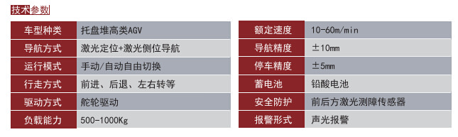 AGV運輸車技術參數