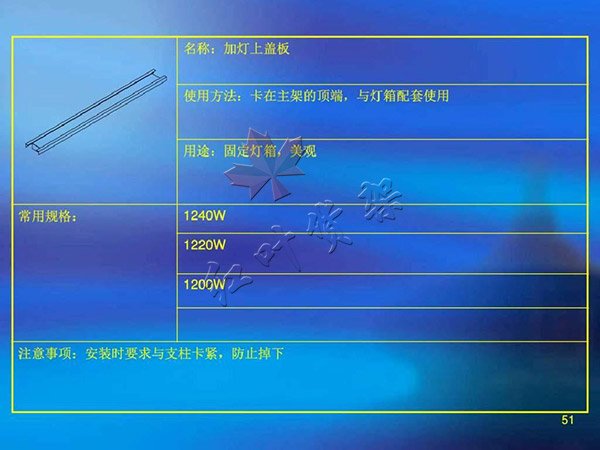 加燈上蓋板尺寸使用方法以及用途